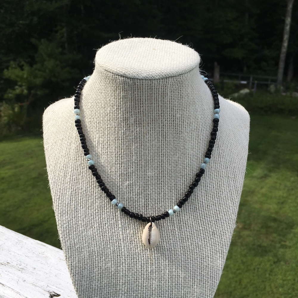 VSCO Black Glass Bead Volcanic Ash Necklace/Choker